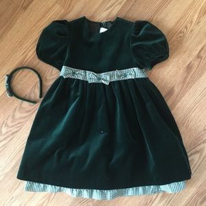 Good Lad of‎ Philadelphia Green Velvet Party Dress w headband size 6